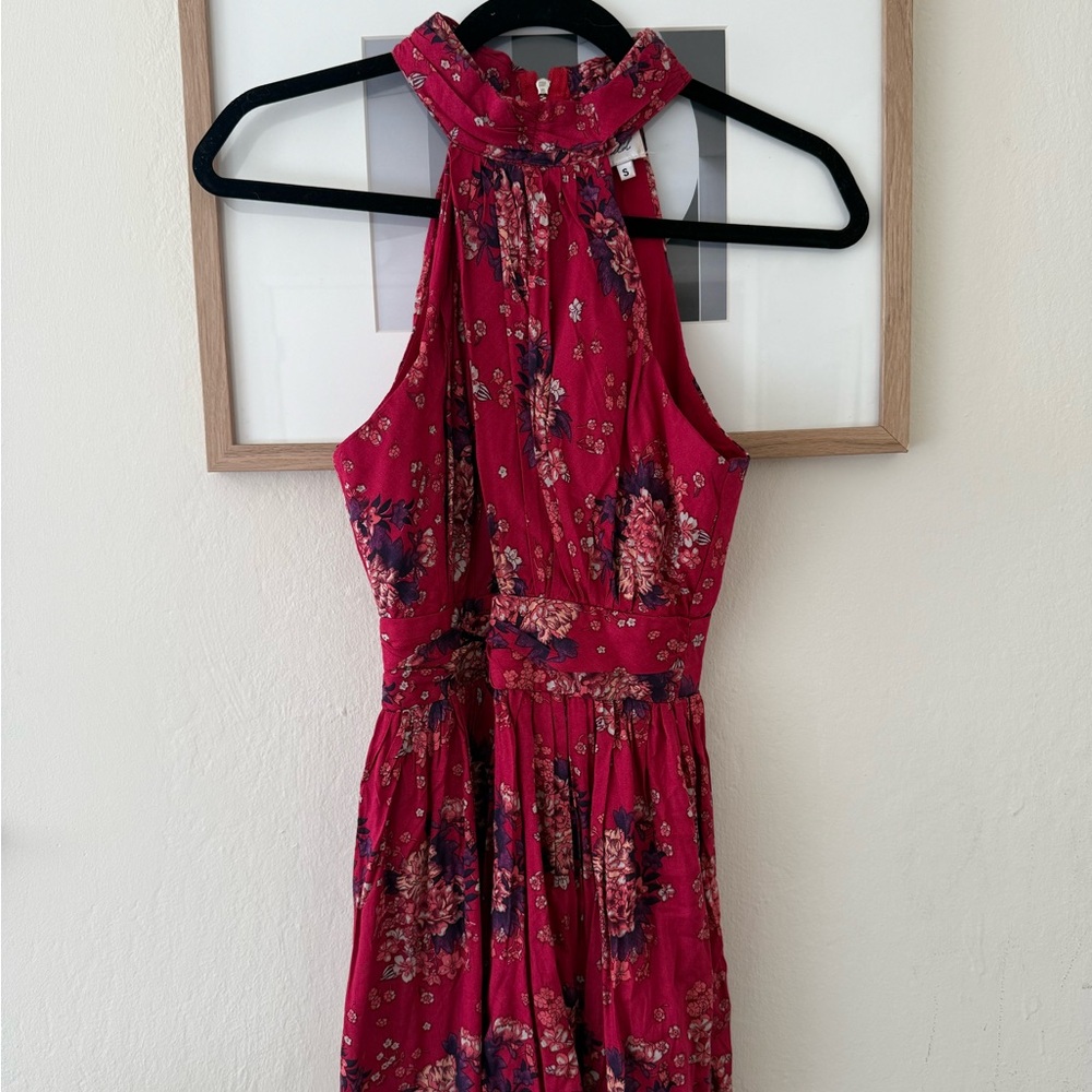 LF Stores Floral Halter Neck Red Romper